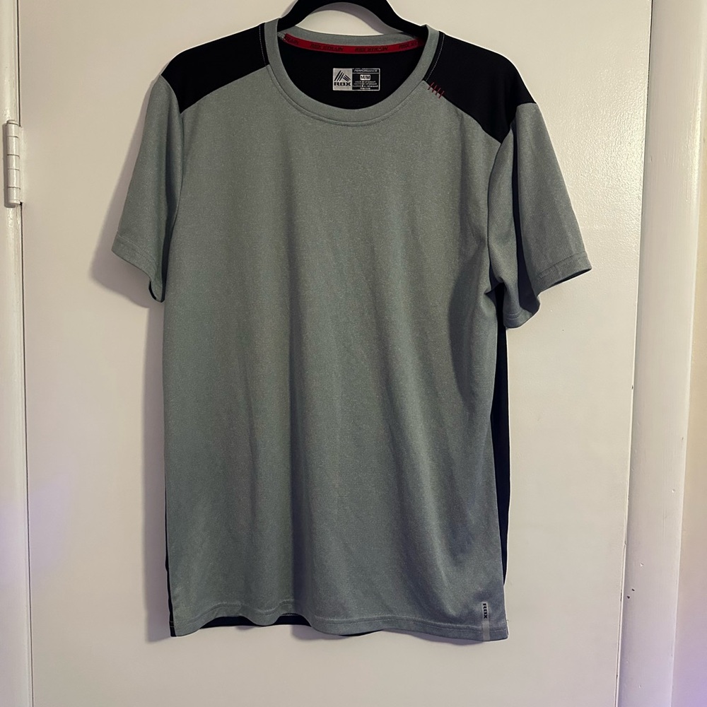 RBX Gray and Black Short Sleeve X-Dry Performance Athletic Tee
